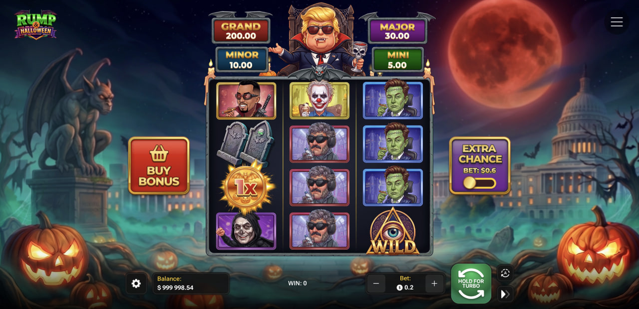 Siatka Rump & Halloween z czterema jackpotami, Extra Chance i Buy Bonus